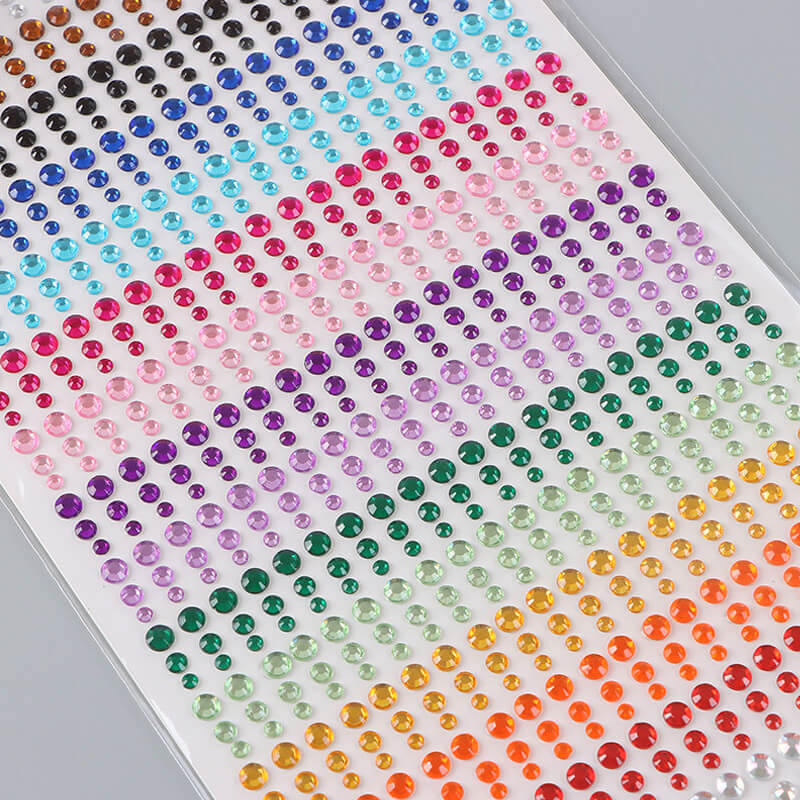 Acrylic Rhinestones Stickers | 15 Colors | 1 Sheet