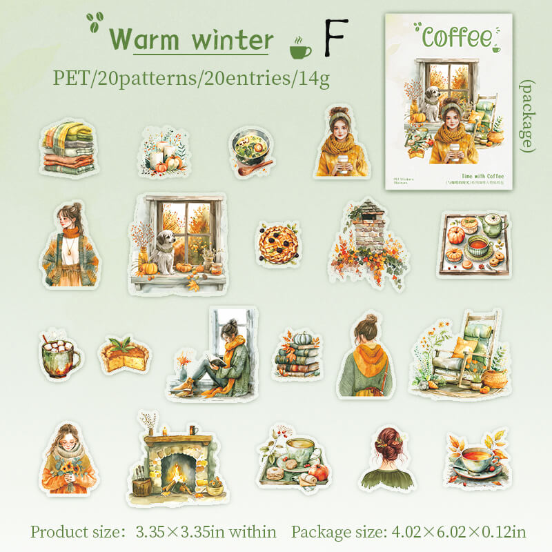 Autumn Coffee Girl Stickers | 20 PCS