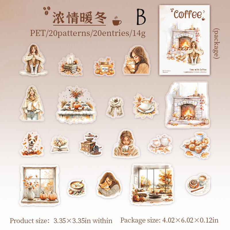 Autumn Coffee Girl Stickers | 20 PCS