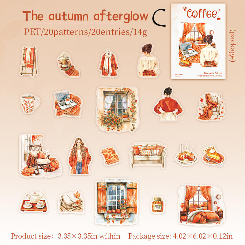 Autumn Coffee Girl Stickers | 20 PCS