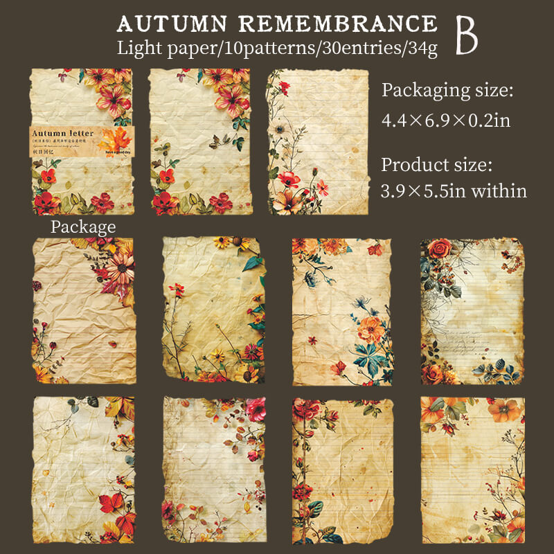 Autumn Memories Scrapbooking Paper | 30 PCS