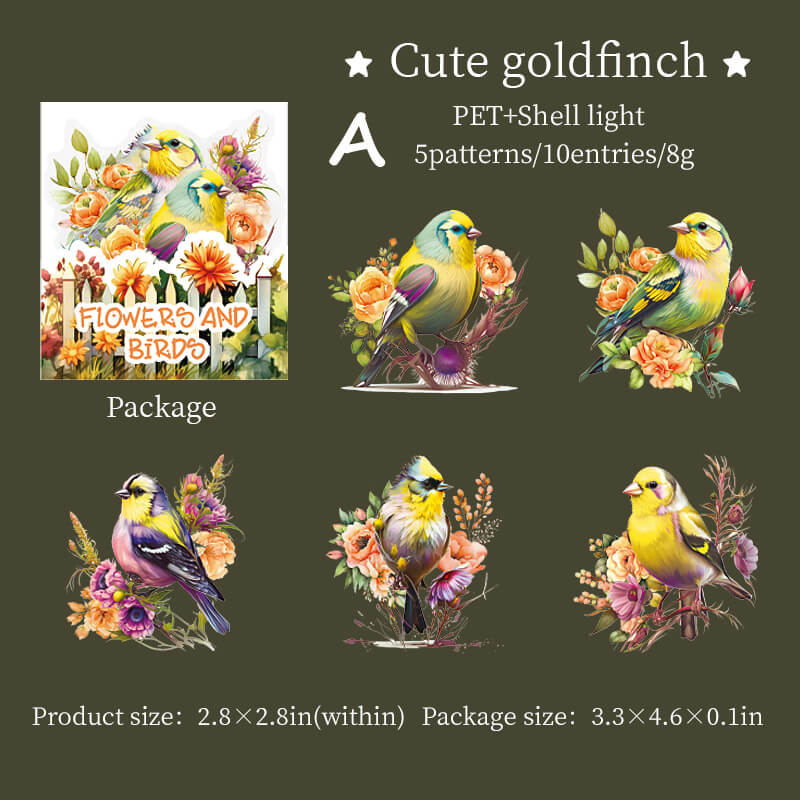 Birds and Flowers Stickers | 10 PCS