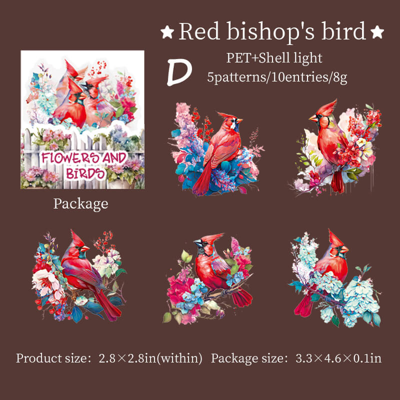 Birds and Flowers Stickers | 10 PCS