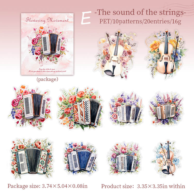 Blooming Musical Instrument Stickers | 20 PCS