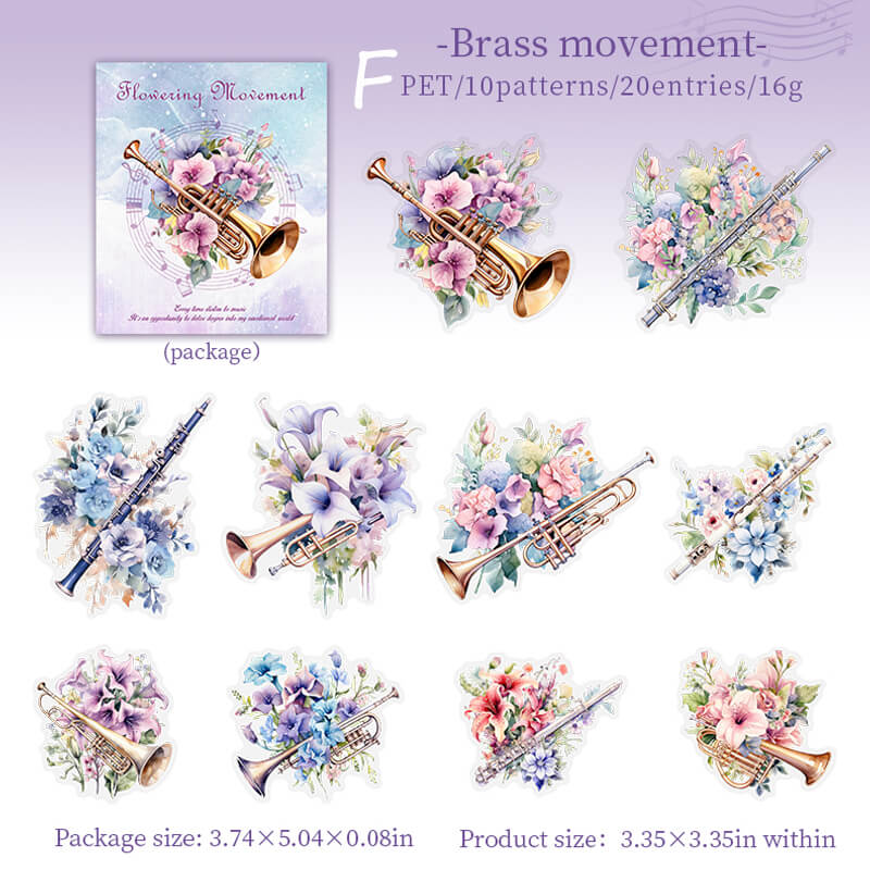 Blooming Musical Instrument Stickers | 20 PCS