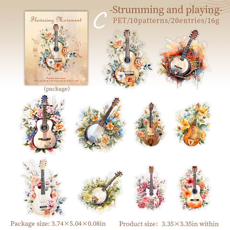 Blooming Musical Instrument Stickers | 20 PCS