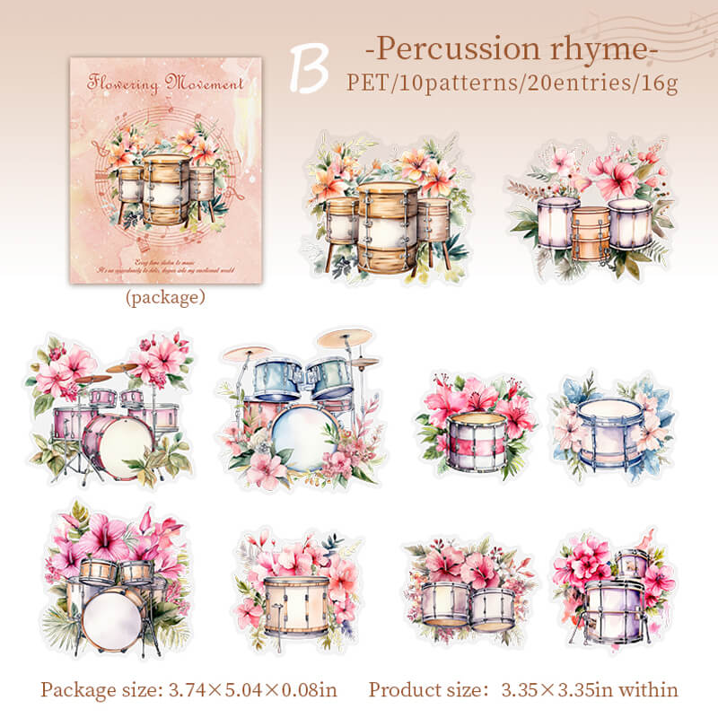 Blooming Musical Instrument Stickers | 20 PCS