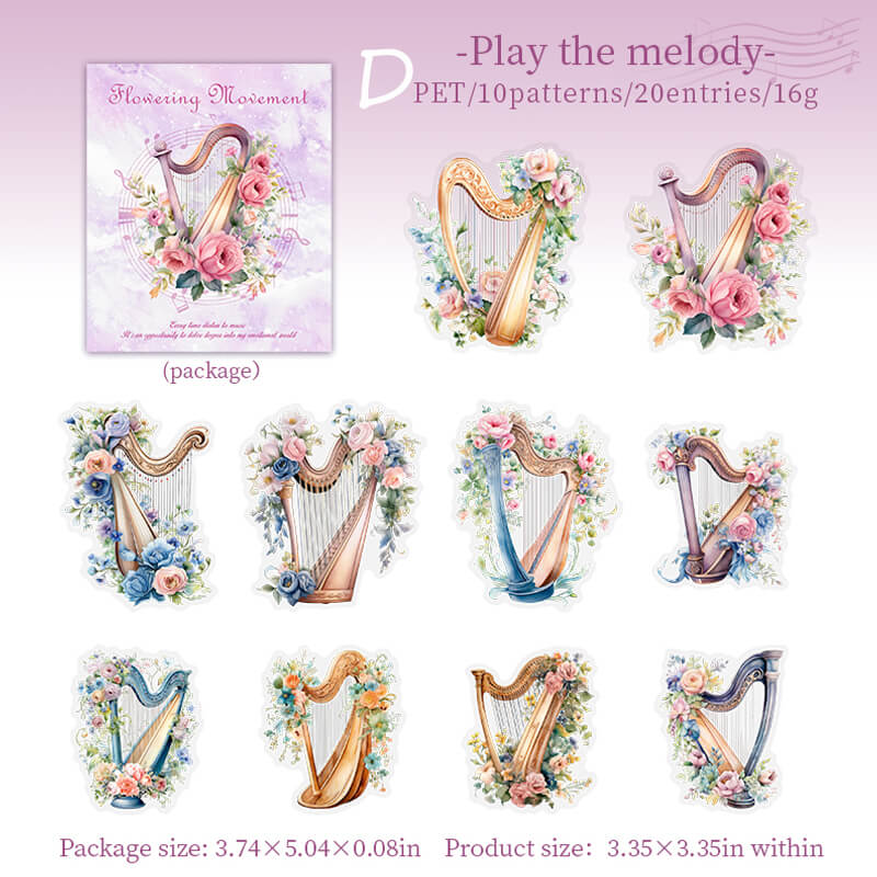 Blooming Musical Instrument Stickers | 20 PCS