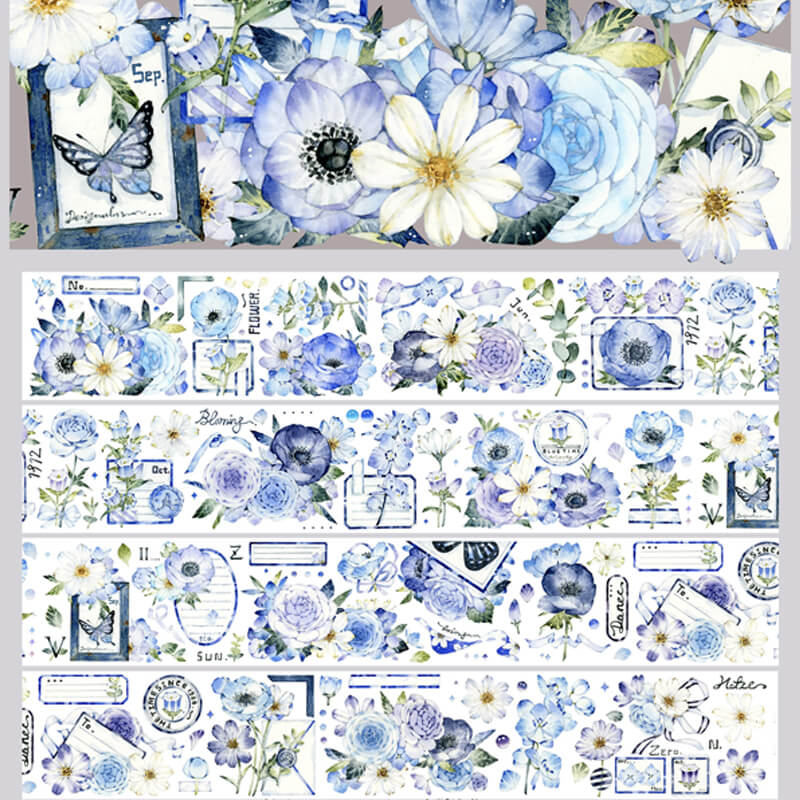 Blue Flowers PET Tape | 1 Loop