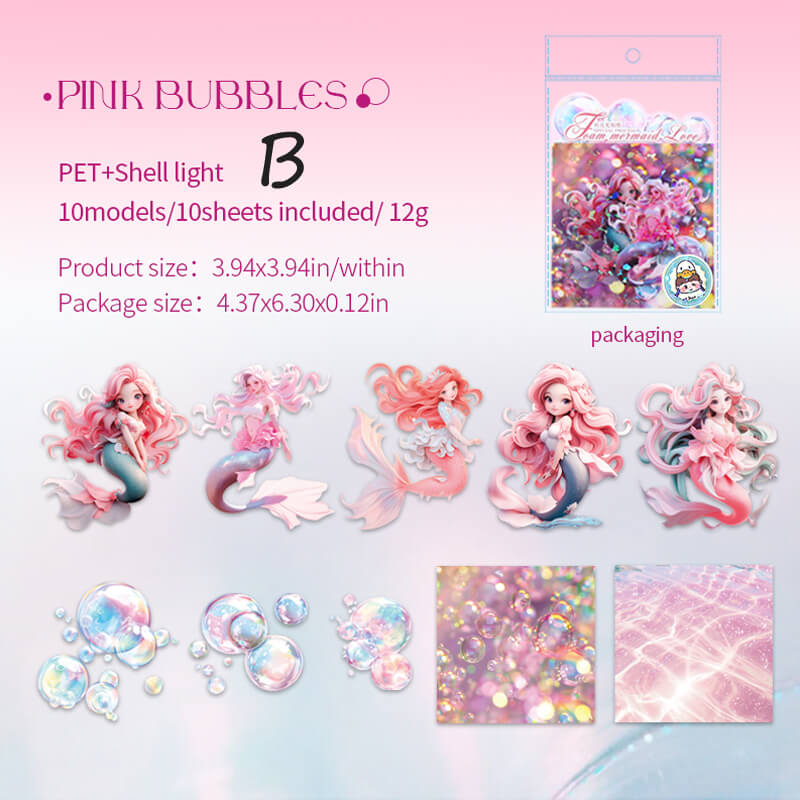 Bubble Mermaid Stickers | 10 PCS