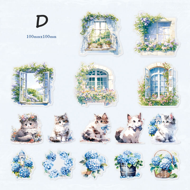 Cat and Windowsill Stickers | 30 PCS