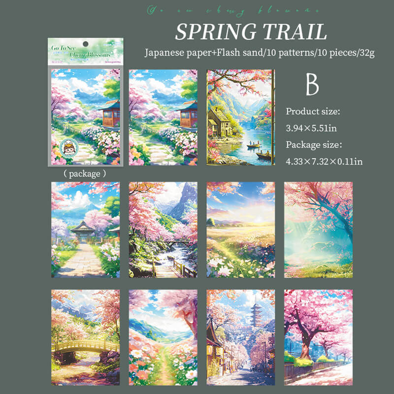 Cherry Blossoms Scrapbooking Paper | 10 PCS