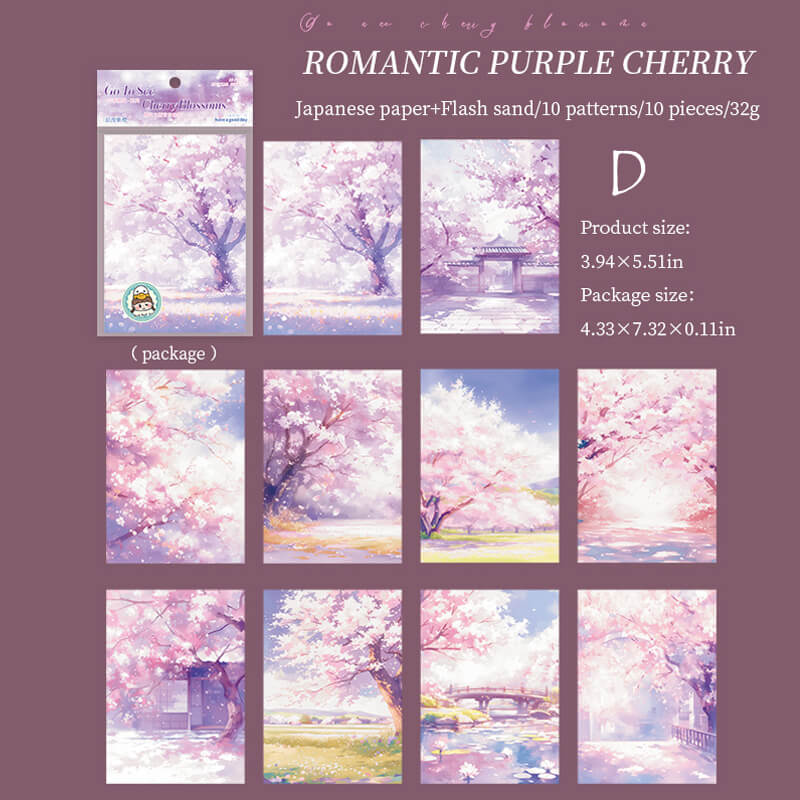 Cherry Blossoms Scrapbooking Paper | 10 PCS