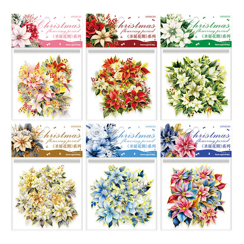 Christmas Flower Stickers | 10 PCS