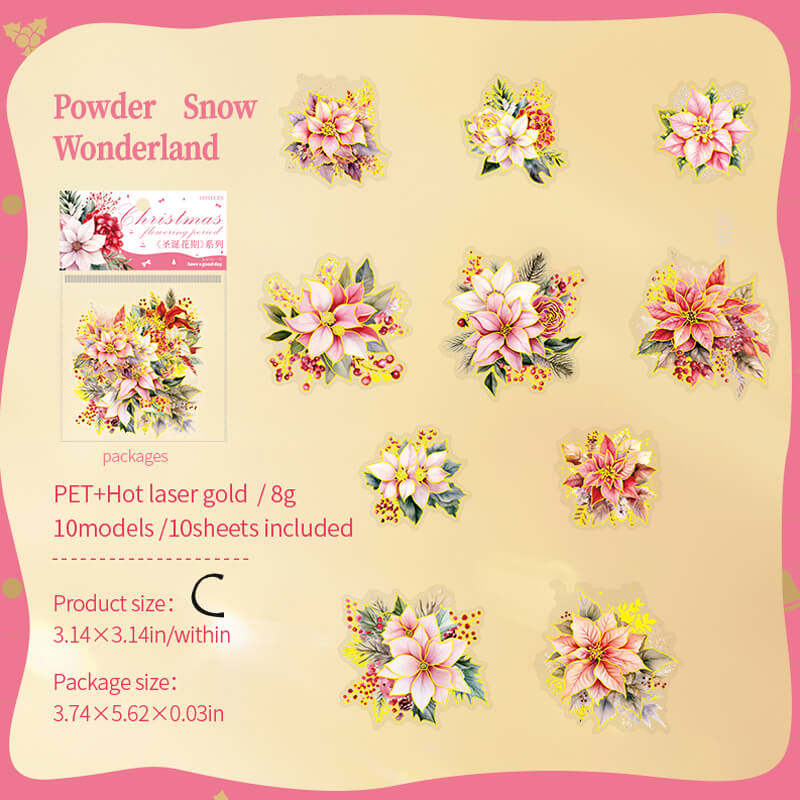 Christmas Flower Stickers | 10 PCS