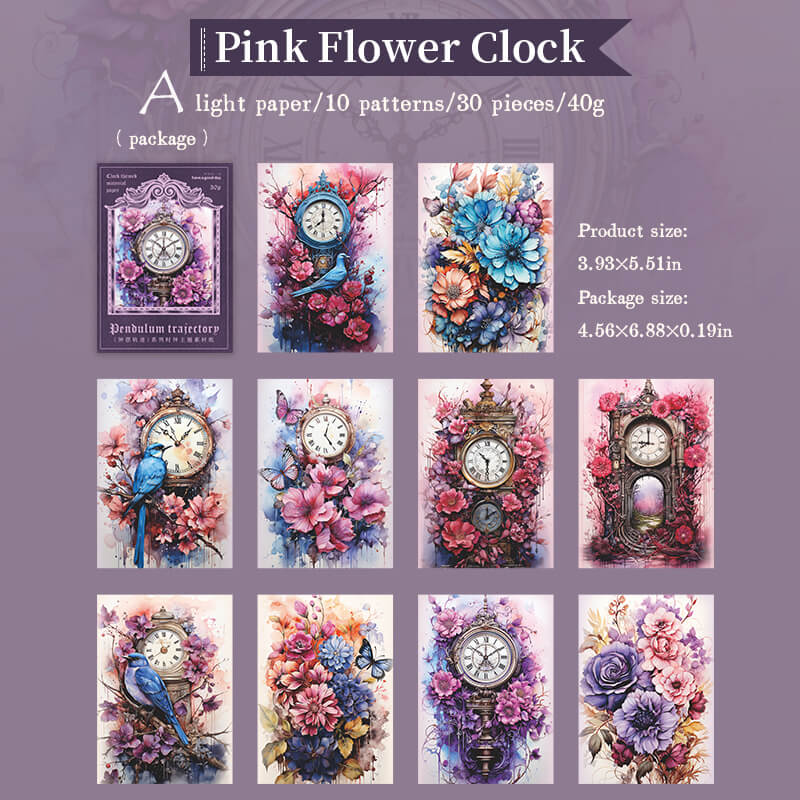 Clock Journal Scrapbooking Paper | 30 PCS