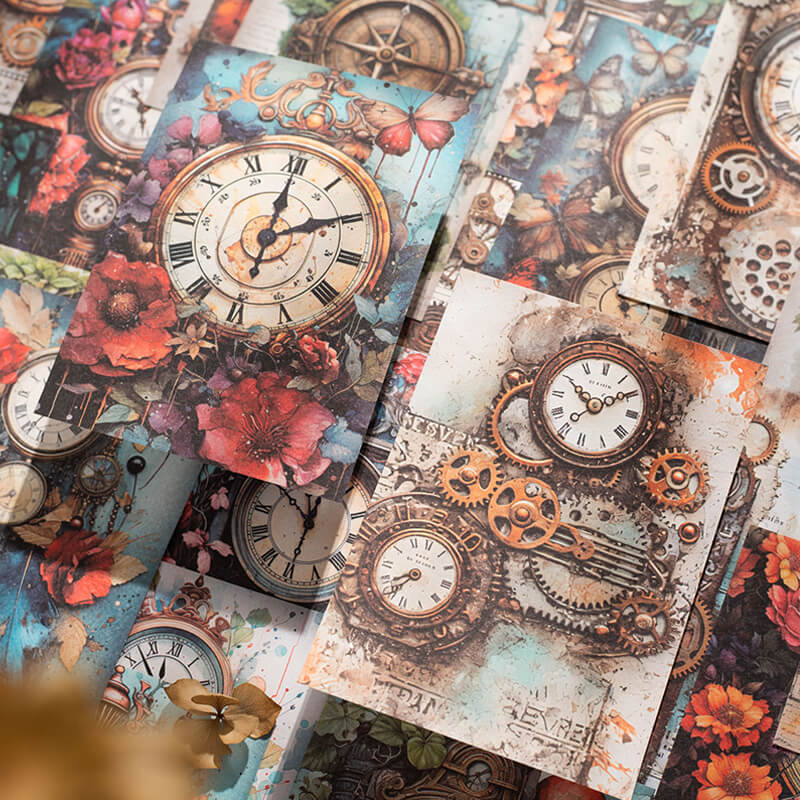 Clock Journal Scrapbooking Paper | 30 PCS