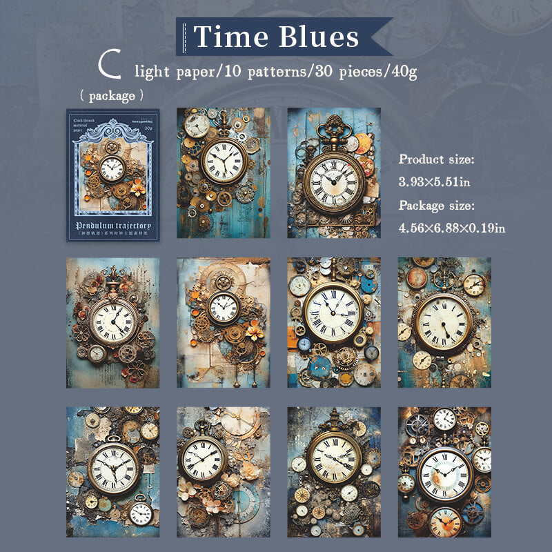 Clock Journal Scrapbooking Paper | 30 PCS