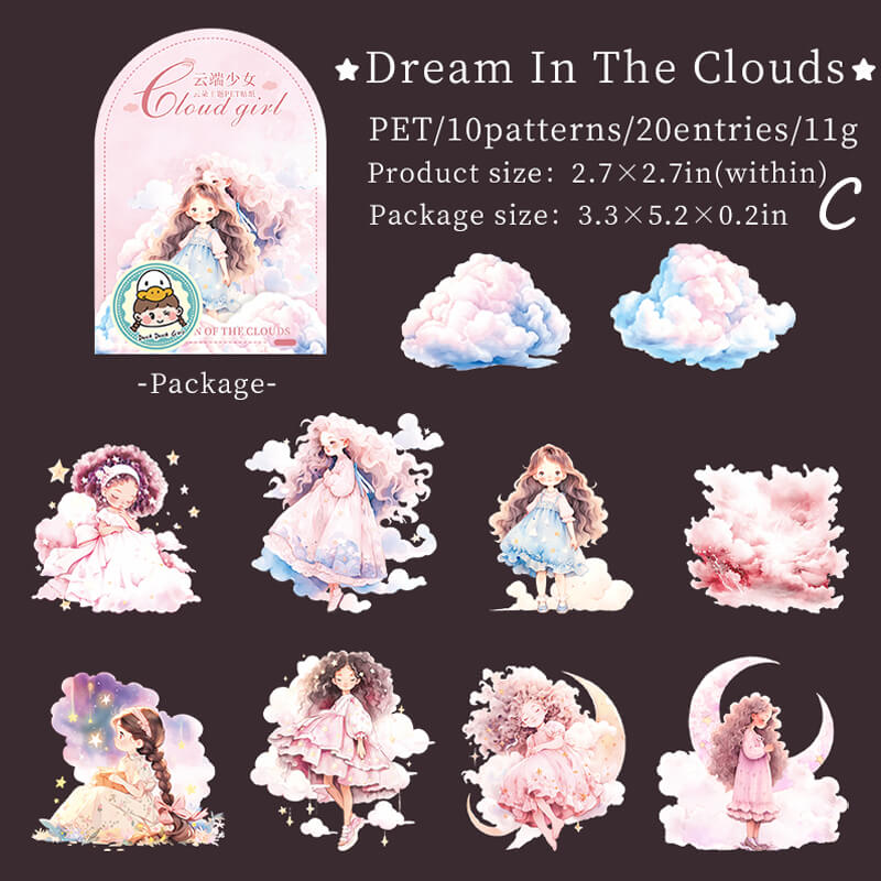 Clouds Girl Stickers | 20 PCS