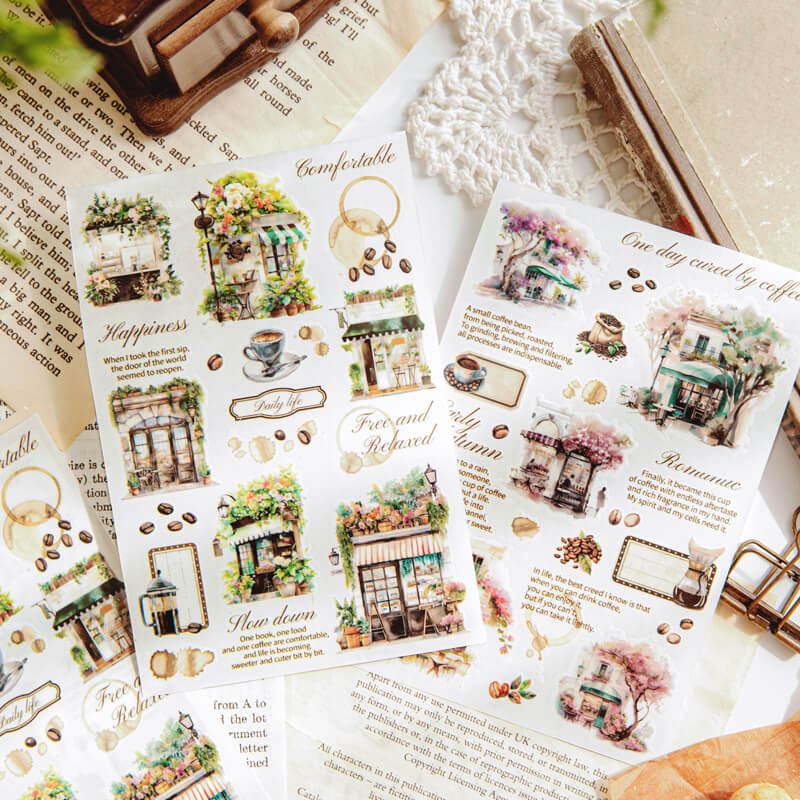 Coffee Themed Transfer Stickers | 2 Sheets