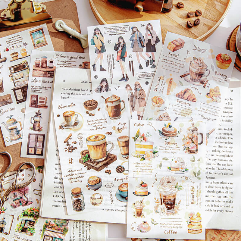 Coffee Themed Transfer Stickers | 2 Sheets