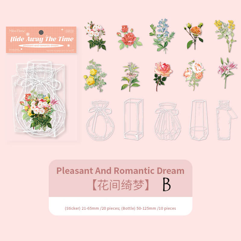 Flowers And Bottles Stickers | 30 PCS