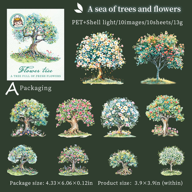 Flowers Tree Stickers | 10 PCS