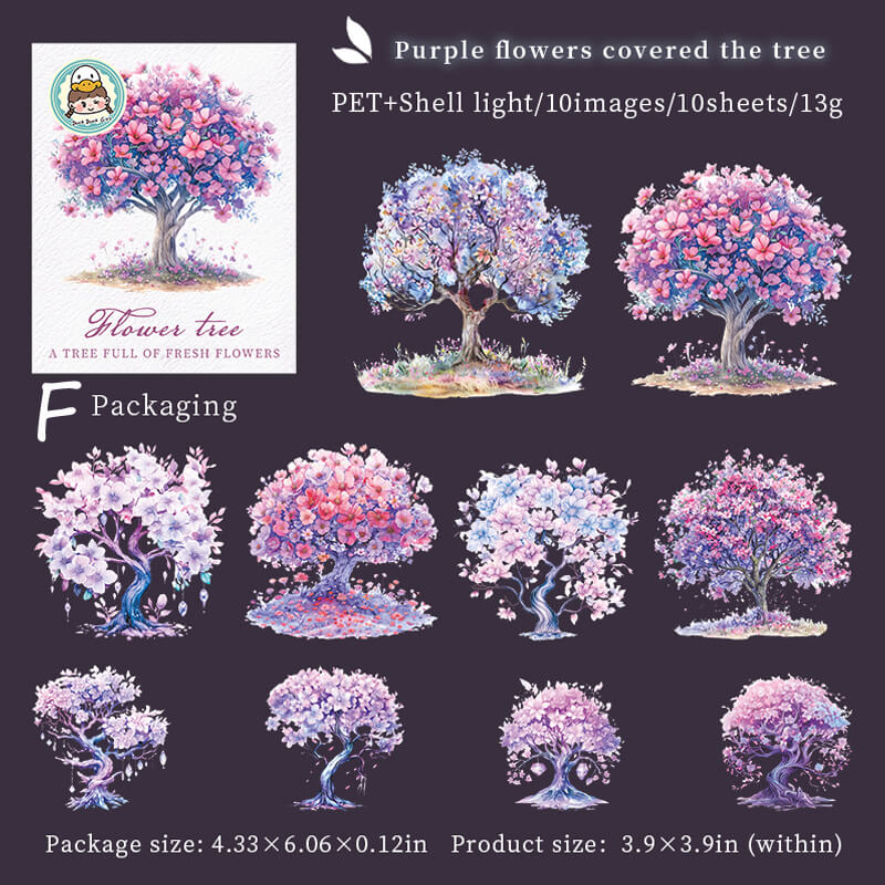 Flowers Tree Stickers | 10 PCS