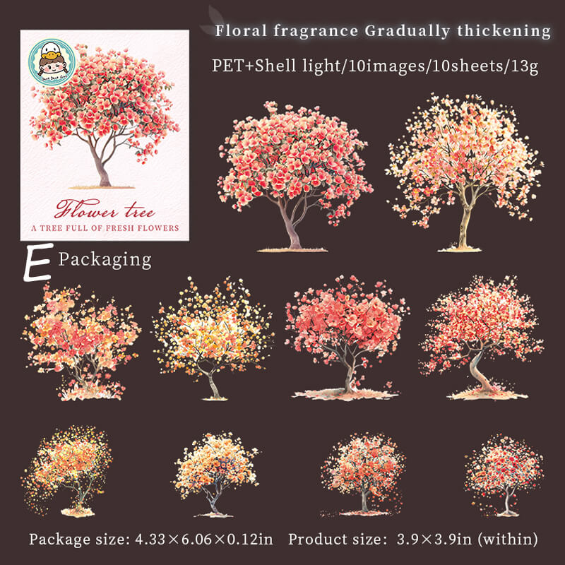 Flowers Tree Stickers | 10 PCS