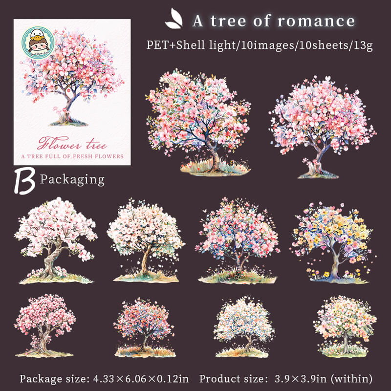 Flowers Tree Stickers | 10 PCS