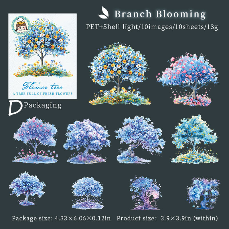 Flowers Tree Stickers | 10 PCS