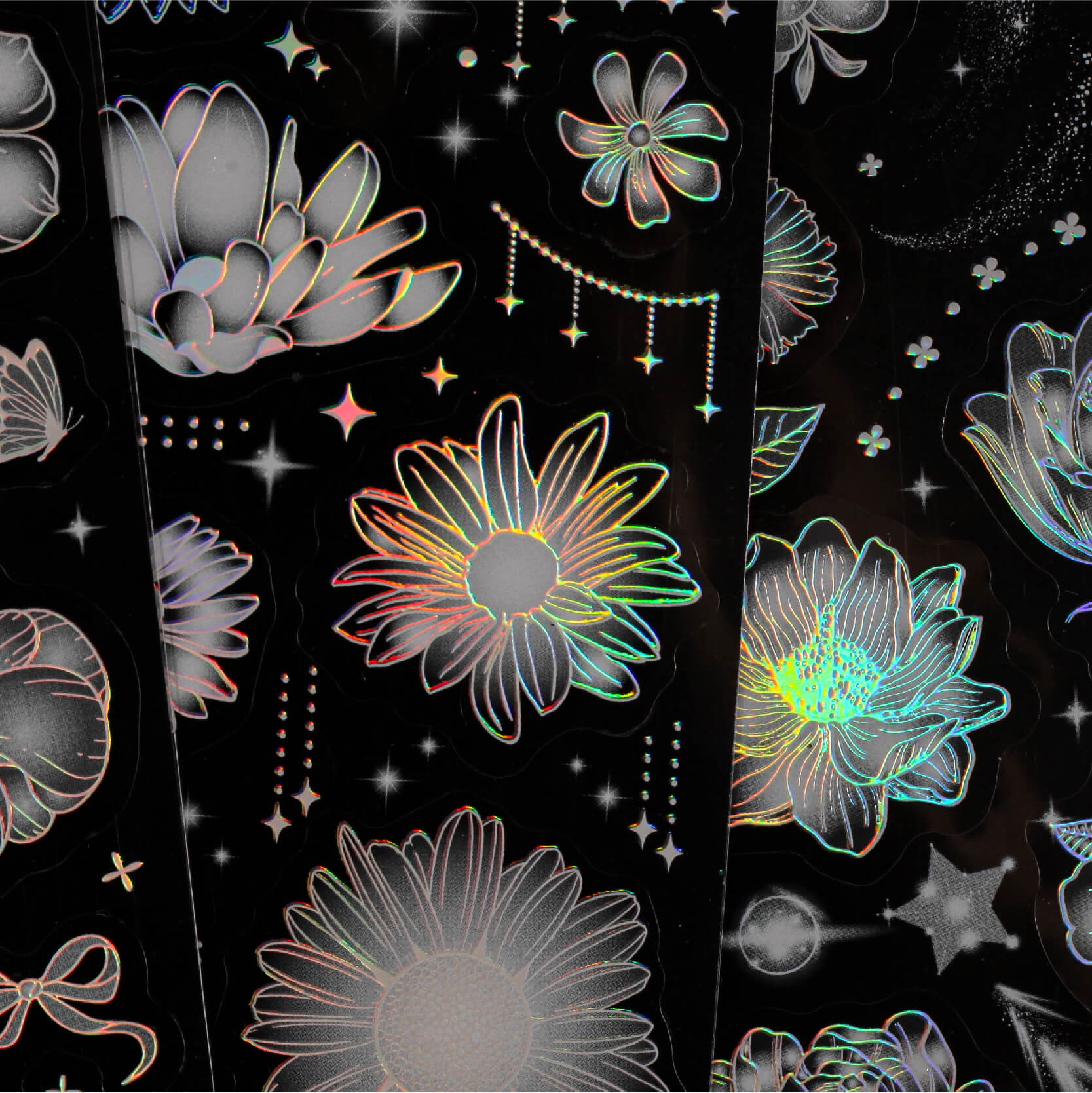 Flowers Under Moonlight Stickers | 2 PCS