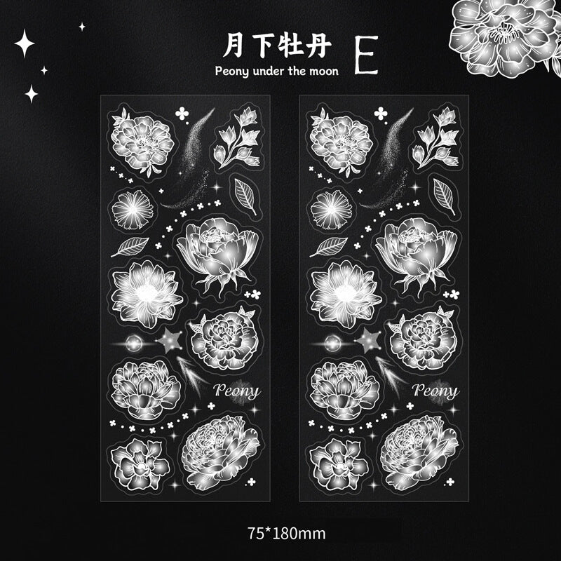 Flowers Under Moonlight Stickers | 2 PCS