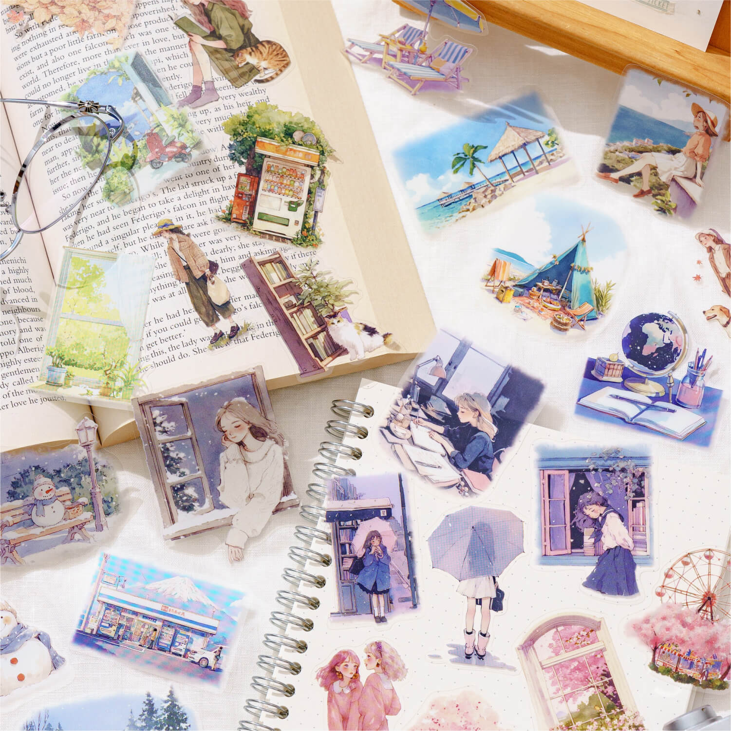 Four Seasons Scenery Stickers | 40 PCS