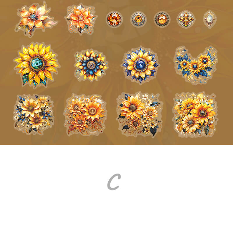 Gemstone Flowers Sticker | 30 PCS