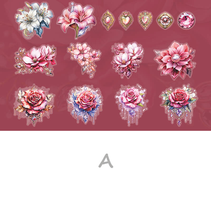 Gemstone Flowers Sticker | 30 PCS