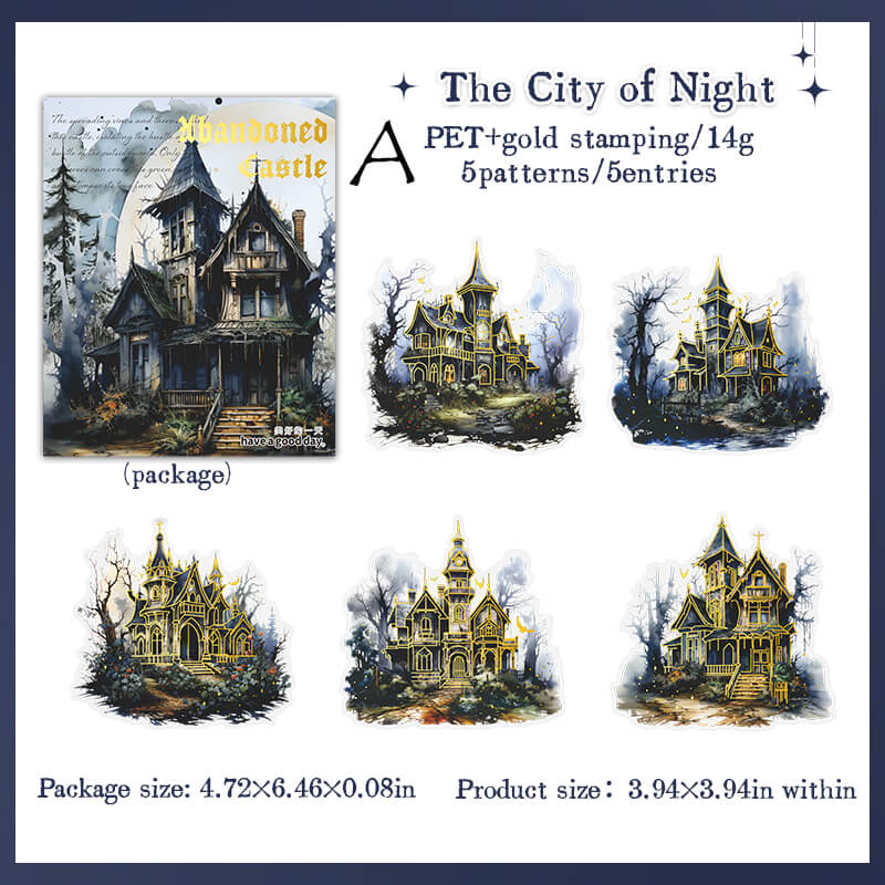 Gothic Abandoned Castle Stickers | 5 PCS