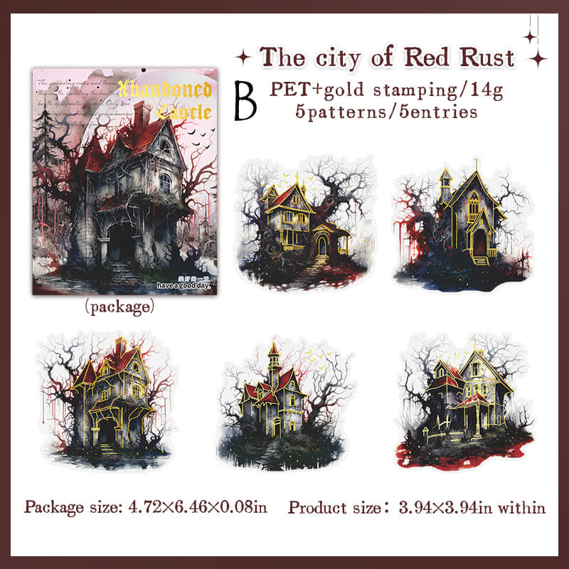 Gothic Abandoned Castle Stickers | 5 PCS