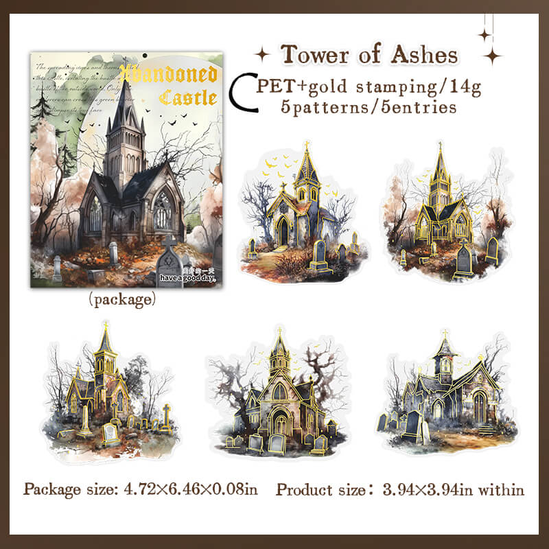 Gothic Abandoned Castle Stickers | 5 PCS