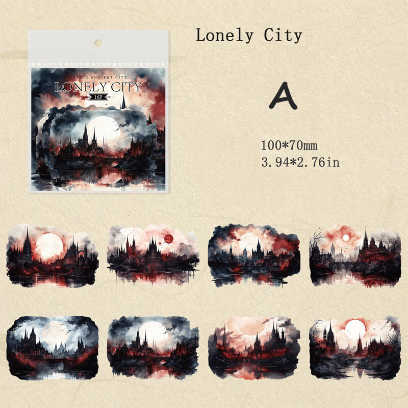 Gothic Ancient City Stickers | 16 PCS