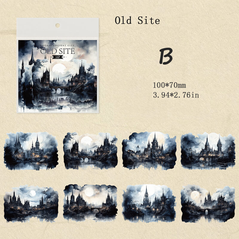 Gothic Ancient City Stickers | 16 PCS