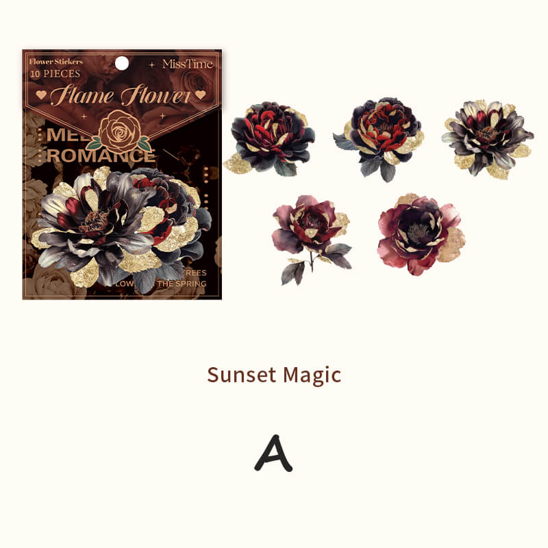 Gothic Bronzing Flowers Stickers | 10 PCS