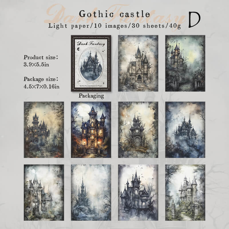 Gothic Dark Fantasy Scrapbooking Paper | 30 PCS