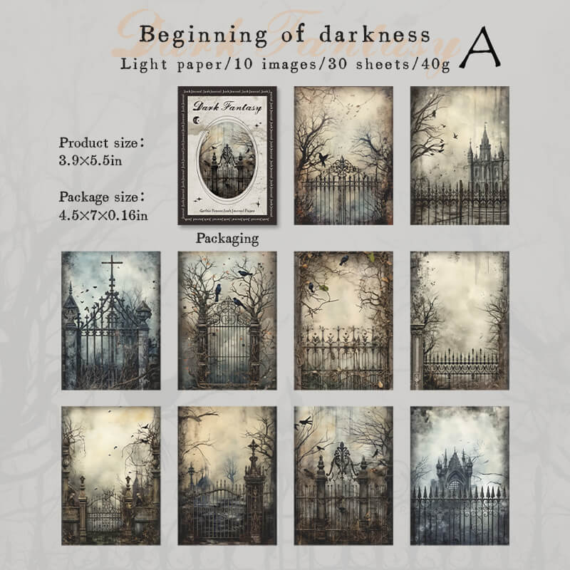 Gothic Dark Fantasy Scrapbooking Paper | 30 PCS