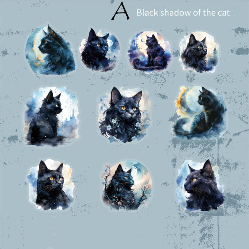 Gothic Moonlight Cat Stickers | 20 PCS