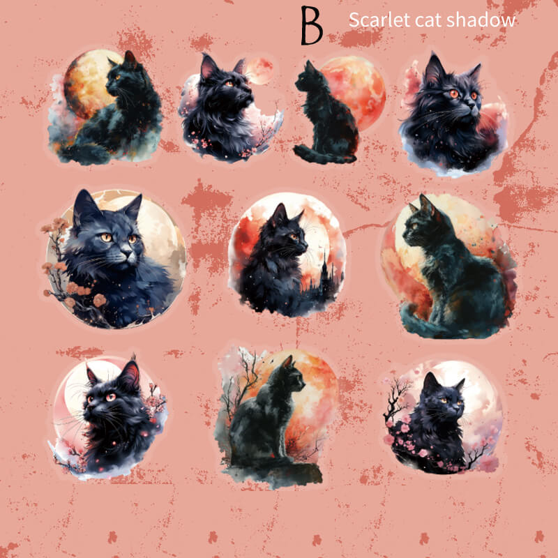 Gothic Moonlight Cat Stickers | 20 PCS