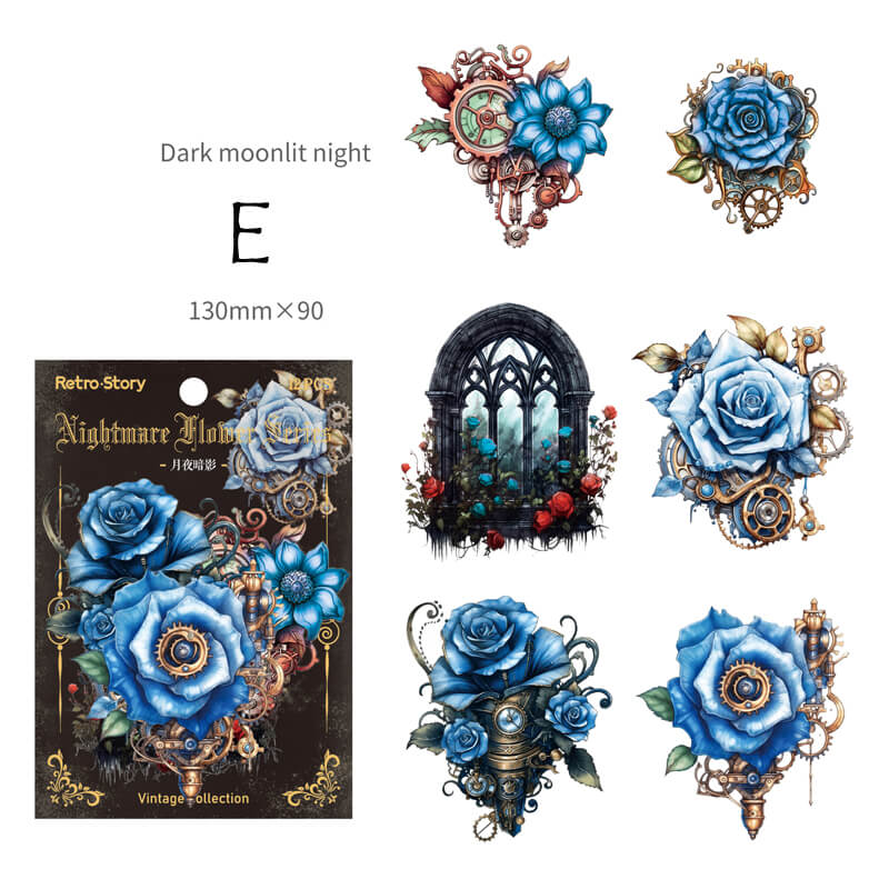 Gothic Nightmare Flower Stickers | 12 PCS