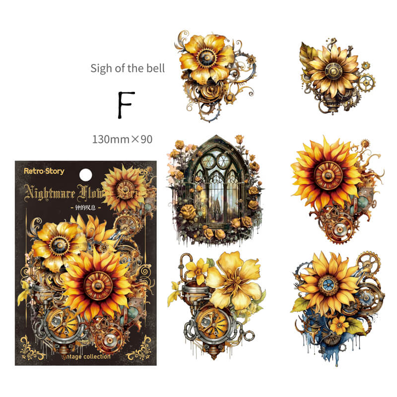 Gothic Nightmare Flower Stickers | 12 PCS