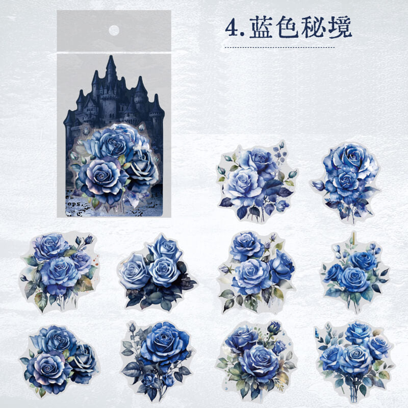 Gothic Shadow Rose Stickers | 10 PCS