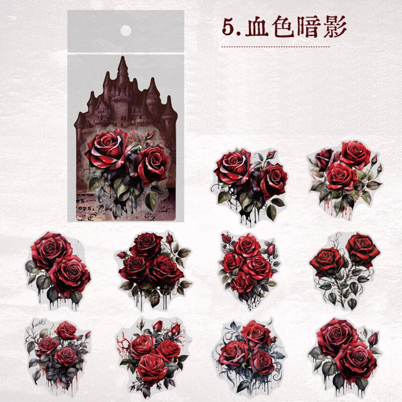 Gothic Shadow Rose Stickers | 10 PCS